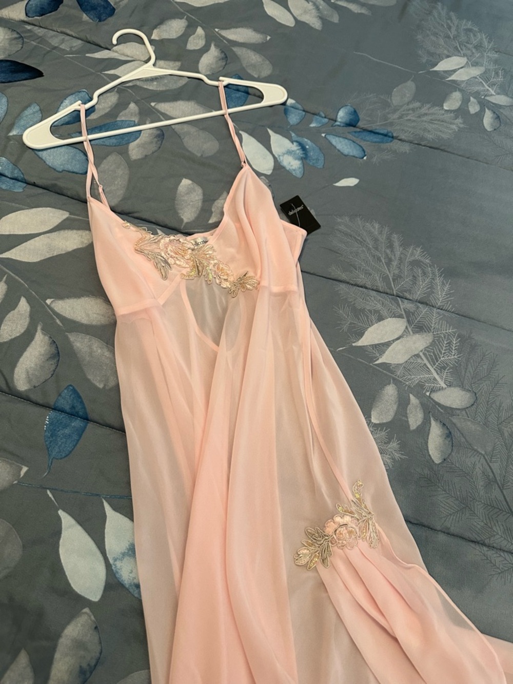 NWTS Delicates Brand Peignoir Light Pink Sheer Nightgown & Robe Set Sz L - Picture 5 of 16